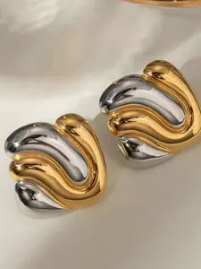 Women's Gold Earrings Statement Earrings Classic and Elegant Earrings Stainless Steel 18k Gold-Plated Waterproof Gold and Silver Color Matching Irregular Concave and Convex Bohemian Style Jewelry Summer Must-Have Beach Travel Holiday Style Earrings