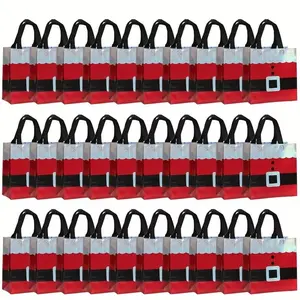 30pcs Christmas Gift Bag Set, Non-Woven Santa Claus Design, Party Hand-Held Gift Bags, 9x8.46x4.33 Inches, Holiday Party Packaging, Party Gift Packs