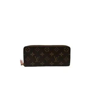 Pre-owned Louis Vuitton COATED CANVAS Small Leather Goods CLEMENCE MONOGRAM WALLET PINK INTERIOR