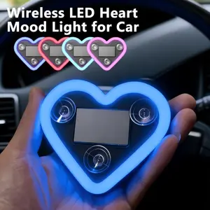 [Holiday Haul] Solar Powered Wireless LED Triangle Heart-Shaped C-Pillar Neon Light for Car Interior Decor | Eco-Friendly Modern Ambient Accent Light