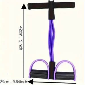 Tummy Trimmer with 6 Elastic Bands, Foot Pedal Resistance Trainer for Core & Lower Body Workouts