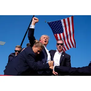 Trump American Flag Rally Shooting Glossy Poster Picture Photo Print Banner Conversationprints