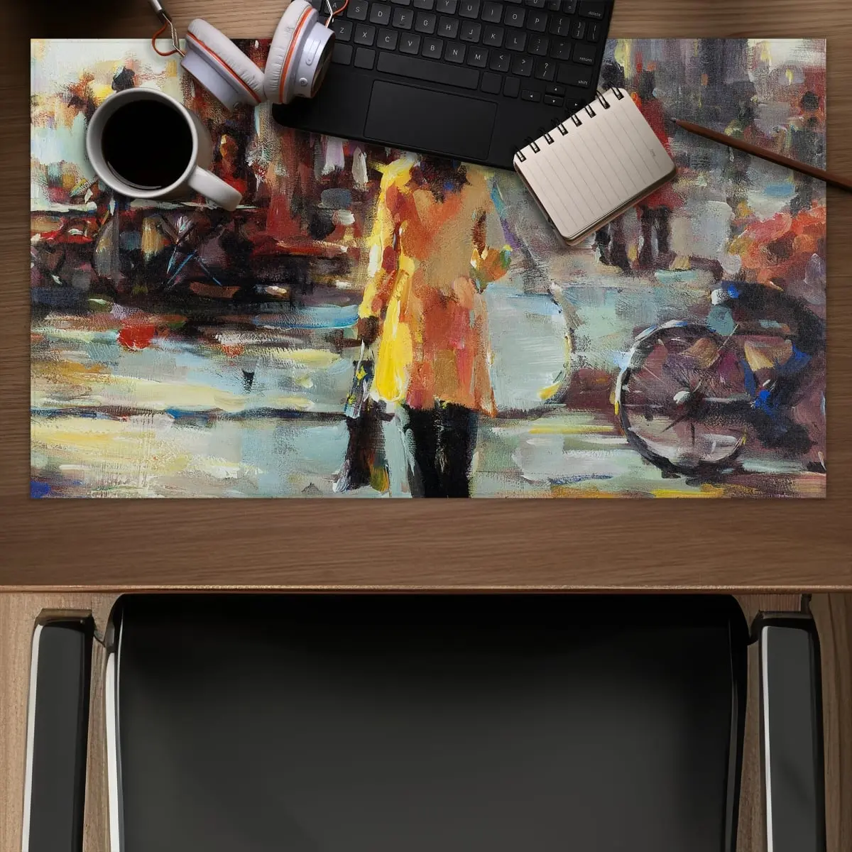 360 stand 14x24 in. Contemporary Red Decorative Gaming Mat - Durable Household Textile Rug Matting with Vibrant Paris Woman Walking Print, Artistic Look, Fit for Desk (Model C1DM14247H7IAF), Home Style, Room Decor
