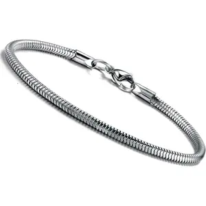 CASSIECA Silver Link Chain Bracelets for Women Men Stainless Steel Snake Chain Bracelets Silver Snake Bracelets 19cm Men's Accessories