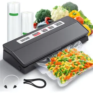Food Saver Vacuum Sealer Machine, 70kpa Powerful Vacuum Sealing for Dry/Moist Saver, 6-IN-1 Full Automatic Food Sealer Vacuum Sealer for Food Storage, Compact, 2 Bag Rolls & Accessory Hose, Black