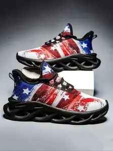 Men's Fashionable Star Pattern Lace Up High Top Sneakers, Casual Comfortable Breathable Sports Running Shoes, Male All-match Round Toe Shoes for Daily Wear, Athletic Shoes