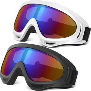 2 Pack Motorcycle Goggles, Motorcross Dirt Bike Goggles with Uv400 Dustproof Lens, /tinted + /tinted, Protective Eye Gear