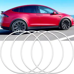 Dreamizer 4 PCS White Wheel Rim Protector 18 19 20 Inch Alloy Rim Guards for Car Rims Compatible with Tesla Model Y 3 S Honda CRV Dodge Charger Toyota Ford Mustang Explorer Hyundai Audi A4