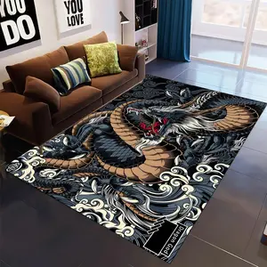 Dragon Pattern Floor Mat, 1 Count Non-slip Soft Floor Carpet, Decorative Area Rug for Home Living Room Bedroom Study Room, Home Decor Rugs