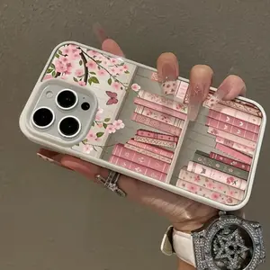 Magnetic Stylish Case for iPhone 17 Pro 16 Plus 15 Pro Max  14 13 Cherry Blossom Bookcase Aesthetic | Shockproof, Silicone, Lightweight, Girly, and Scratch Resistant Protection