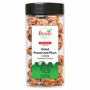 Byait Dried Preserved Plum with Pit 6 Oz, Approx. 38 pieces, Hua Mei, Salted & Sour Plums, Li Hing Mui Candy, Sweet & Salty Snack, Sour Fruit Flavor, All-Natural, No Additives
