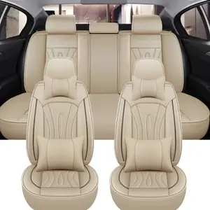 Universal 5-Seat Premium PU Leather Car Seat Covers, Breathable, Waterproof, Dustproof, Easy to Clean, Optional Lumbar & Headrests, Automotive Seat Covers