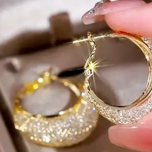 Exquisite super flash mesh yarn zircon earrings women's ins trendy light luxury niche high-end design stud earrings, suitable for summer