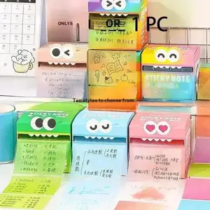 Random Color Cute Monster Pattern Sticky Note, 105pcs/box Creative Multi-purpose Sticky Note, Sticky Memo Pad for Home School Office