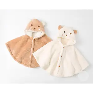 Beptides baby cape autumn and winter baby fleece thickened warm shawl going out windproof hooded jacket S