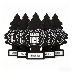 5pcs Little Trees Hanging Black Ice Air Freshener, Car Fragrance, Car Deodorizer, Car Odor Remover, Car Odor Eliminator, Classic Scent Tree Ornament for Car, Truck & RV