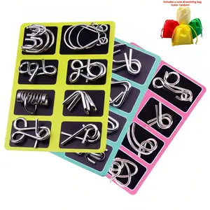 24 Piece Set Metal Puzzle Ring  High-Quality Educational Intellectual Toys IQ Brain Teaser Puzzles for Kids & Adults Unique Gift Game Challenges