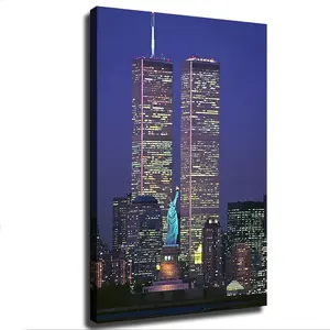 Generic World Trade Center Twin Towers Memorial Poster Art Canvas Print Wall Decor Room Living Room Hallway Kitchen Decor Gift (12*18inch Framed)