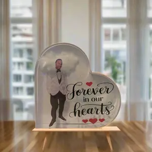 Resin Memorial Plaque - Heart-Shaped Design with "Forever in Our Hearts" Text, Ideal for Memorials and Celebrations