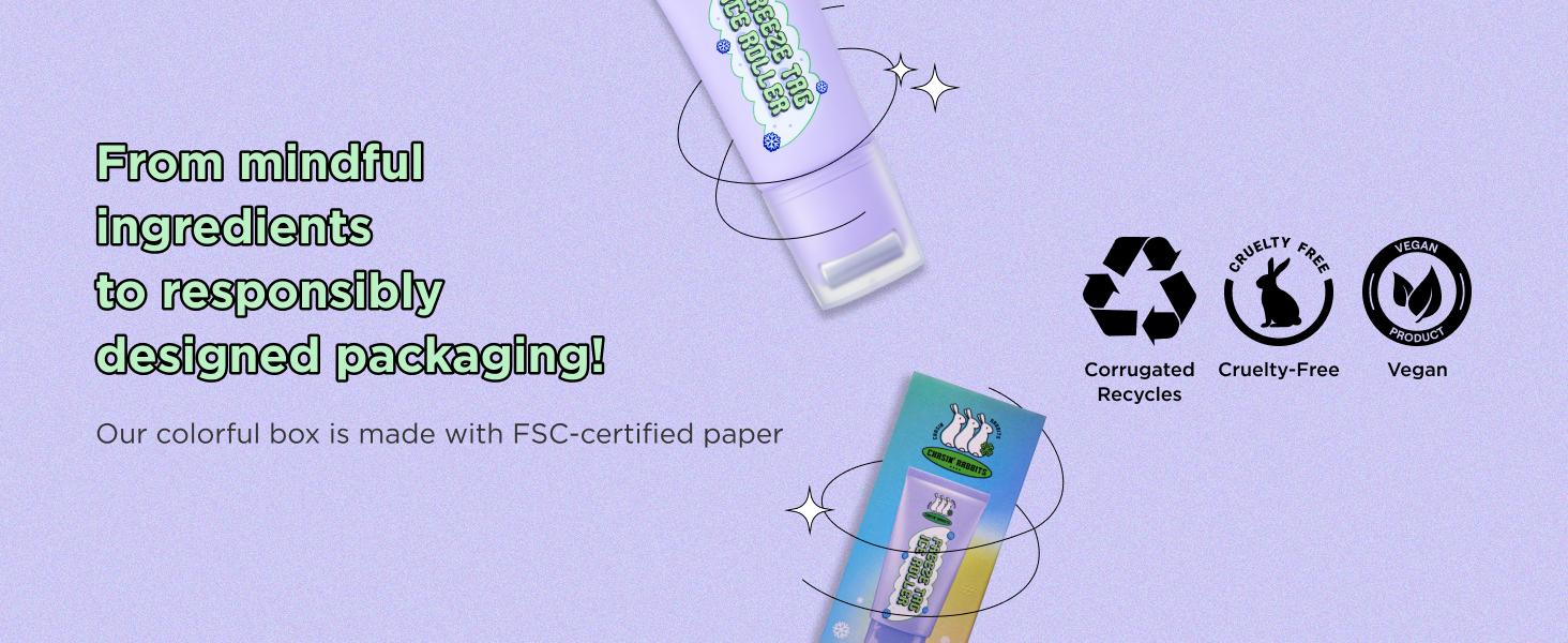 CHASIN' RABBITS Freeze Tag Ice Roller 1.69 fl.oz, Cold Face Roller, Pore Tightening, Skin Firming, Derma Roller, Stainless Steel Gua Sha Gel Serum, Hyaluronic Acid, Corn Mint Extract, Korean Skincare