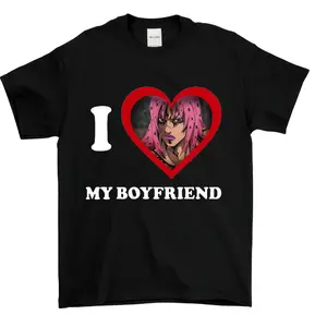 Diavolo I Love My Boyfriend Tee Featuring the Iconic Soft Smile Heart Meme – Essential Style for JoJo's Bizarre Adventure Part Fans and Sadboy Vibes Lovers
