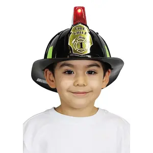 Kid's Black Light Up and Sound Fire Chief Helmet