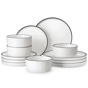 MALACASA Series LEAH Modern Porcelain Dinnerware Set, 12/16/18/24 Pcs, Set for 4/6, Microwave and dishwasher safe, safe and eco-friendly, perfect for gifts or gatherings,DealsForYouDays summerwins