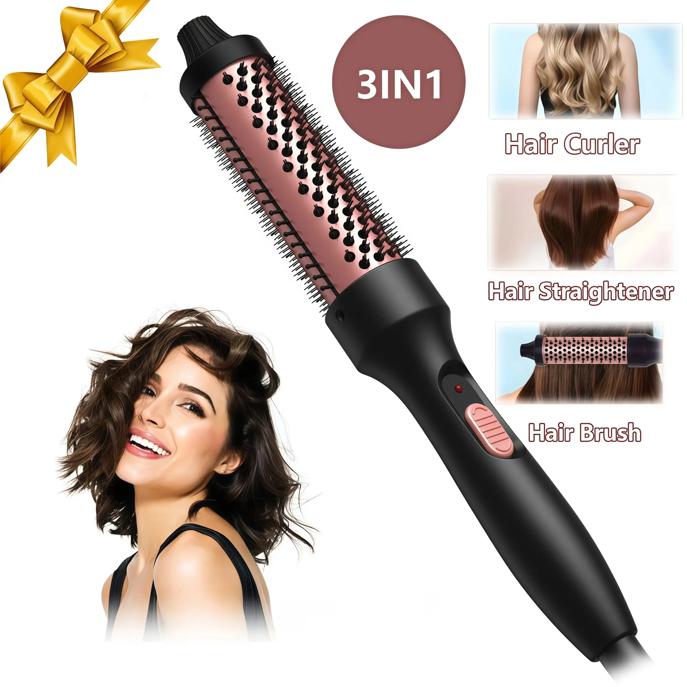1pc Latest Hot Brush Dual Mch Heater 30s Fast Heating Curling Iron, Heat Wind Brush Hair Straightener, Thermal Brush Straightener, No Damage 180 Degree Beauty Care Hair Styling Tool Heated Brush