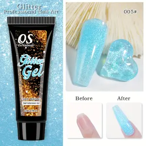 Osnailmall 8 Colors Nail Poly Glitter Gel Polish, Beginner-Friendly 15ML Nail Extension Gel, Ideal for Manicure Enhancements