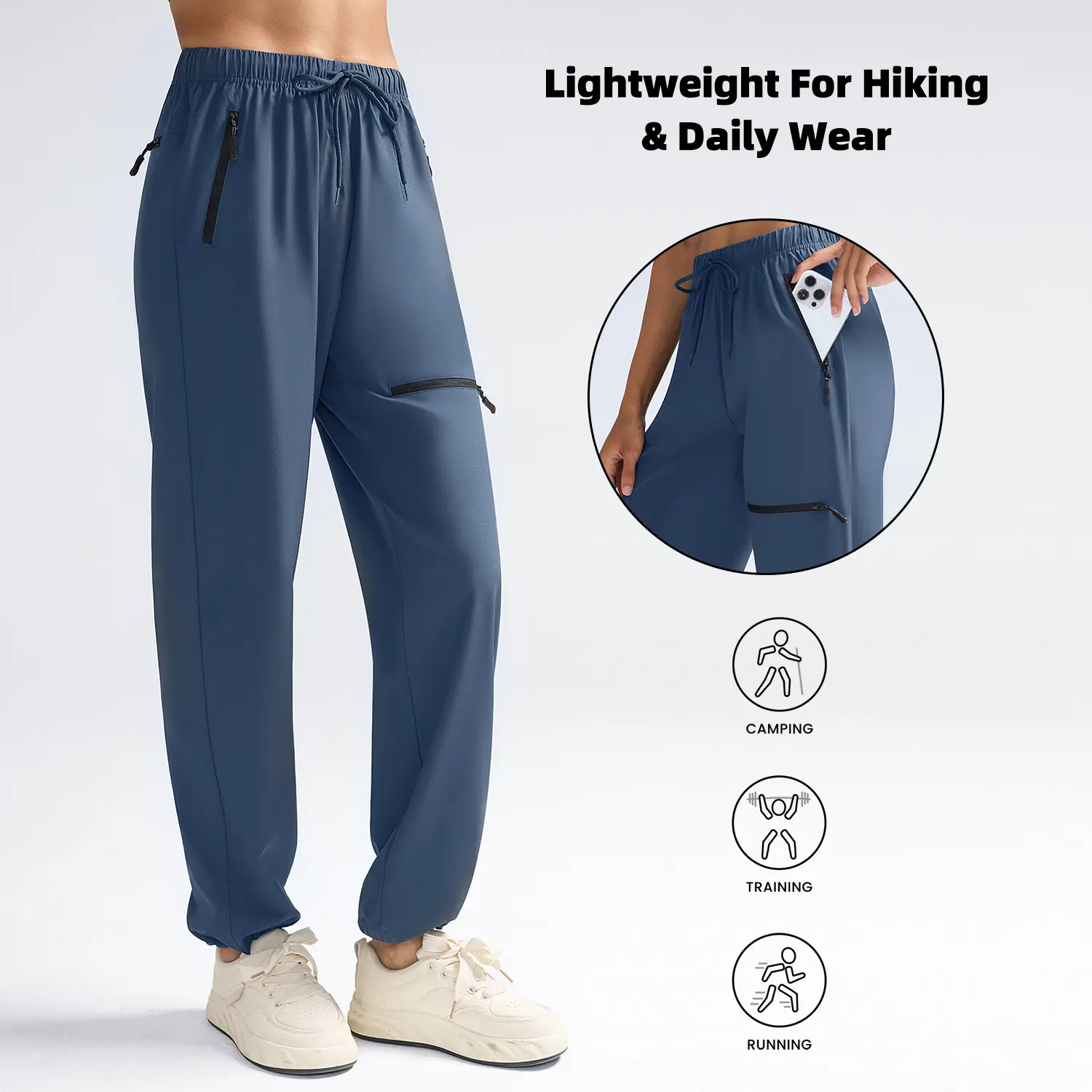 Women's Quick Dry Joggers, Lightweight Loose-Fit Athletic Pants with Zipper Pockets and Drawstring Waist for Hiking & Travel, Running, Workout,back to school,back to school haul