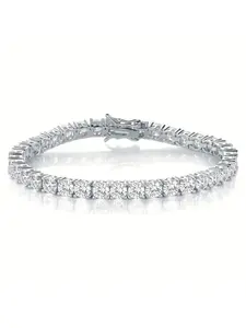 925 Silver Tennis Bracelet -10 Carat VVS1 Transparent Moissanite, Bohemian Style, Exquisite trendy bracelet, for Valentine's Day, Mother's Day, Christmas, Wedding, Anniversary, Birthday