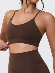 Women's Sexy Backless Sports Bra, Yoga Underwear, Cross-Back Design, Nylon Spandex Fabric, Soft Breathable Comfort, All Seasons