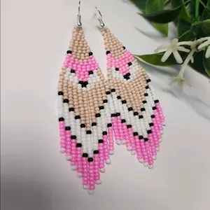 Beaded Earrings Fox Design made with  Glass Beads  Handcrafted Jewelry