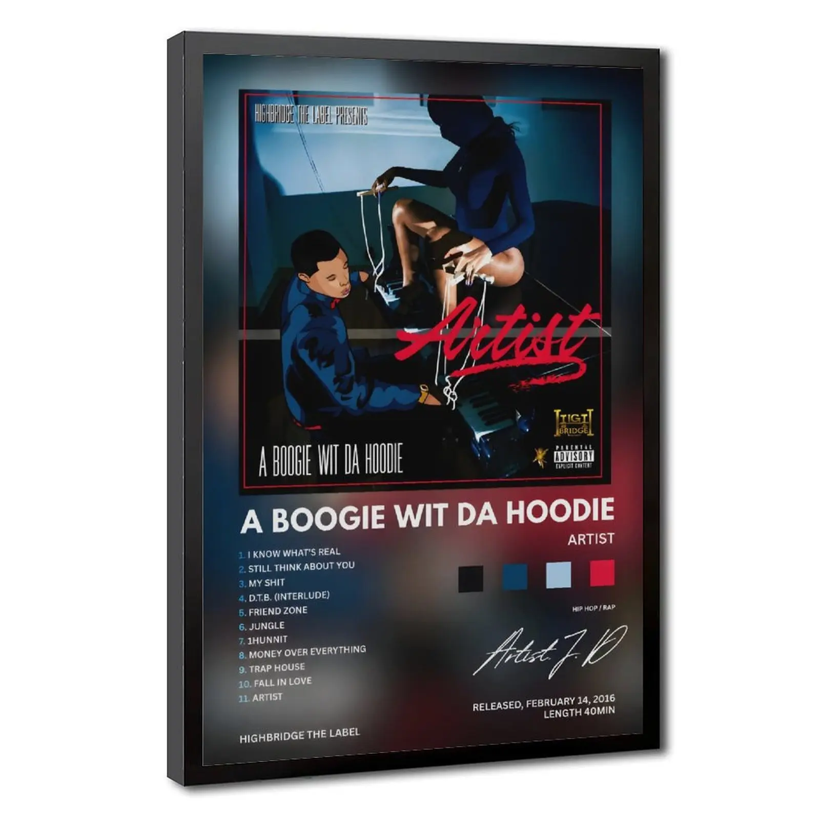 A Boogie Wit Da Hoodie Poster Canvas Art Print, High-Resolution Wall Decor For Living Room, Bedroom, Office,Wall Art,Poster Gifts Birthday Graduation