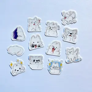 Samoyed Sticker Flakes Mini Set – Kawaii Matte Laminated Dog Emotion Stickers for Journals, Planners, Laptops & Water Bottles