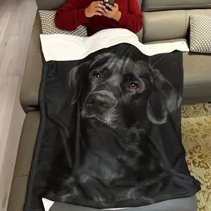 Black Labrador Blanket Elegant Labrador Dog Print Soft and Fluffy Sofa Blanket Sofa Bed Fabric Weight Single-Sided Printing Provides Comfortable Temperature
