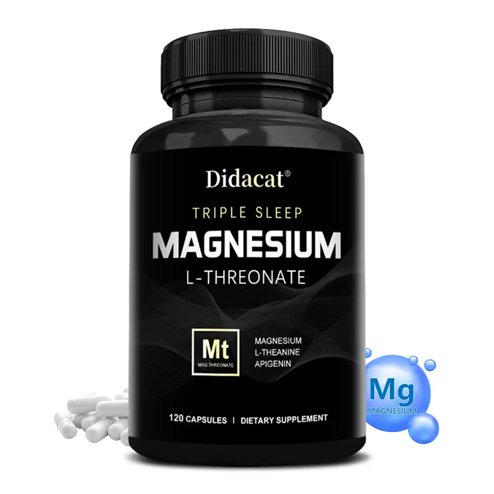 Didacat Magnesium L-Threonate 1000mg - with L-Theanine & Apigenin for Sleep Quality & Relaxation, 120 Capsules