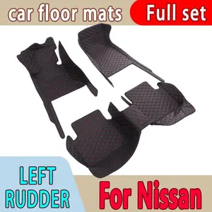 Car floor mats are suitable for Nissan Juke、Pathfinder R51、March、Tiida、Qashqai、d40、Versa、Kicks、Patrol、X Trail T32、Note E12、Teana j32, PU leather car floor mats, wear-resistant and anti slip mats, car interior accessories, not sold in the UK