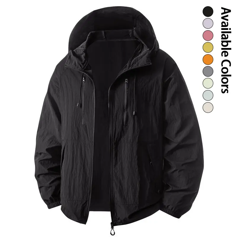 Men’s lightweight hooded sun-protection jacket, casual outdoor jacket, summer menswear, men’s sports jacket
