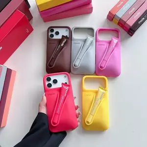 Rhode Premium Summer Silicone Phone Case with Built-In Lip Gloss Compartment – Compatible with iPhone 11–17 Pro Max, Daily Use