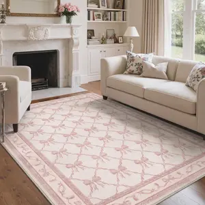 GENIMO Area Rugs for Living Room，Soft Machine Washable Rug，Cute Floral Carpet with Non Slip Backing for Dining Room Girls Room Nursery Room and Kids Room or Playroom