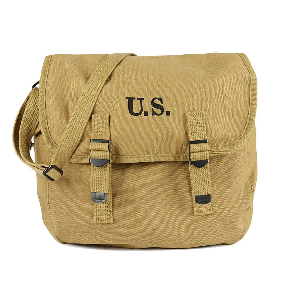WW2 US Army M1936 Messenger Bag Lightweight Vintage Canvas WWII Shoulder Military Bag 12" Vintage Tactical Musette Satchel Bags Military Crossbody Haversack Canvas Messenger Bag