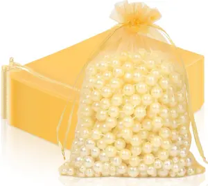 100pcs Gold Organza Gift Bags, 4 x 4.72 inch Candy Mesh Drawstring Favor Bags Jewelry Pouches for Christmas Wedding Party