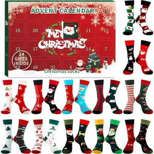 24-Pices 2025 Christmas Stocking Advent Calendar Blind Boxes - Unisex Holiday Stockings, Adult Countdown Gifts, Christmas Party Favors. (Design Patterns: Santa Claus, Snowman, Reindeer)