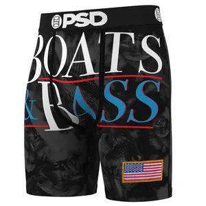 PSD Mens Boats & Bass Boxer Brief - Standard Length 7 Inch Inseam, Soft and Breathable Poly Blend Fabric