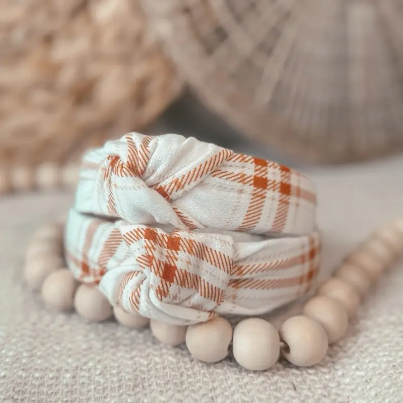 Pumpkin Plaid Headband for Fall Outfits