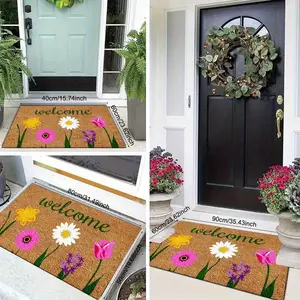Welcome Outdoor Doormat Machine Washable Non-Slip Indoor Outdoor Floor Mat, Perfect for Home Decor, for Kitchen, Dining Room, Hallway, Bathroom, Bedroom