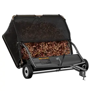48" Tow Behind Lawn Sweeper with 25.16 Cu.Ft Hopper, Heavy Duty Leaf & Grass Collector, Adjustable Brush Height, Easy Dump Rope for Tractor, ATV & Lawn Yard Cleanup