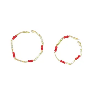Exquisite 14K Gold Plated Wine Red Natural Garnet Beaded Bracelet for Women, Lucky Elegant Fashion Jewelry, Perfect for Daily Wear, Parties & Mother's Day Gifting