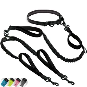 Dog harness outdoor walking double dog leash New Pet Supplies One-Two Professional Anti-Explosion Hand-Free Dual Head Full Set Leash, Dog Walking Helper, Durable & Convenient
